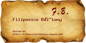 Filipovics Bátony névjegykártya